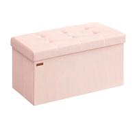 SONGMICS Puff Almacenaje, Baúl de Almacenaje Plegable, 38 x 76 x 38 cm | Taburete Reposapiés, Banco de Cama, Soporta hasta 300 kg, para Dormitorio, Entrada, Rosa Jalea, Colección MINOTA LSF603R01