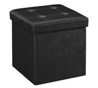 SONGMICS, Puff Almacenaje, Baúl de Almacenaje, Taburete Reposapiés, 38 cm | Taburete para Almacenaje, Carga máxima de 300 kg, Negro Tinta, Colección MINOTA LSF30B