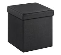 SONGMICS , Puff Almacenaje, Baúl de Almacenaje, Taburete Reposapiés, 38 cm | Taburete para Almacenaje, Carga máxima de 300 kg, Negro Tinta, Colección MINOTA LSF101