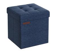 SONGMICS Puff Almacenaje, Baúl de Almacenaje, Taburete Reposapiés, 38 cm | Taburete Pequeño, Azul Medianoche, Colección MINOTA LSF027Q02