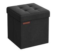 SONGMICS Puff Almacenaje, Baúl de Almacenaje, Taburete Reposapiés, 38 cm | Taburete Pequeño, Negro Tinta, Colección MINOTA LSF027B01