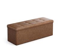 SONGMICS Puff Almacenaje, Baúl Plegable, 110 x 38 x 38 cm, Soporta 300 kg | Banco Almacenaje, Banco de Cubo, para Sala de Estar, Dormitorio, Entrada, Marrón Café, Colección MINOTA LSF070K01