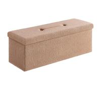 SONGMICS Puff Almacenaje, Baúl Plegable, 38 x 110 x 38 cm, Banco Almacenaje, Banco de Pie de Cama, Soporta hasta 300 kg, para Sala de Estar, Dormitorio, Entrada, Marrón Camello LSF097K01V1