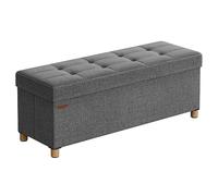 SONGMICS Puff Almacenaje, Baúl Plegable con Patas, 110 x 38 x 40 cm | Taburete Reposapiés, Soporta hasta 300 kg, para Sala de Estar, Dormitorio, Entrada, Gris Pizarra, Colección MELISA LSF018G11