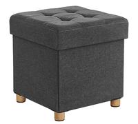 SONGMICS Puff Almacenaje, Baúl Plegable con Patas, 38 x 38 x 40 cm | Taburete Reposapiés, Soporta hasta 300 kg, para Sala de Estar, Dormitorio, Entrada, Gris Oscuro, Colección Minota LSF14GYZ