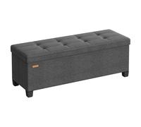 SONGMICS Puff Almacenaje, con Patas, Baúl Plegable, 110 cm | Tapa Abatible, Tela con Aspecto de Lino, para pie de cama, Dormitorio, Gris Pizarra, Colección MELISA LSF079GN01