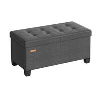 SONGMICS Puff Almacenaje, con Patas, Baúl Plegable, 76 cm | Tapa Abatible, Tela con Aspecto de Lino, para pie de cama, Dormitorio, Gris Pizarra, Colección MELISA LSF049GN01