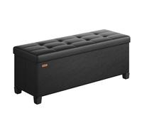 SONGMICS Puff Almacenaje, Reposapiés, 112 L, 110 x 38 x 40 cm | Banco Plegable con Patas, PVC, para el Dormitorio, Sala de Estar, Negro Tinta, Colección MELISA LSF0514B02
