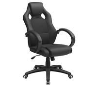 SONGMICS Racing Silla de Escritorio de Oficina Ergonómica Regulable con Ruedas, Negro Negro