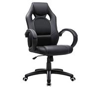 SONGMICS Racing Silla de Escritorio de Oficina Ergonómica Regulable con Ruedas, OBG56B, Negro, 776732