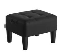 SONGMICS Reposapiés, Taburete Pequeño, Acolchado Grueso | Tela de aspecto lino, Carga hasta 150 kg, para Salón Dormitorio Entrada, Negro Tinta, Colección MACEO LOM502B01