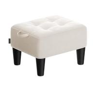 SONGMICS Reposapiés, Taburete Pequeño, Acolchado Grueso | Terciopelo, Carga hasta 150 kg, para Salón Dormitorio Entrada, Beige Capuchino, Colección MACEO LOM501W01