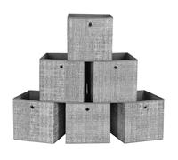 SONGMICS RFB02LG-3 - Cajas de almacenamiento plegables (6 unidades, 30 x 30 x 30 cm, para juguetes, ropa, color gris jaspeado)