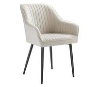 SONGMICS Silla de Comedor, Sillón de Terciopelo con Reposabrazos | Silla de Cocina, Patas de Metal, Carga Máx. de 120 kg, Beige Capuchino y Negro Mate, Colección TYRA, LDC087W01
