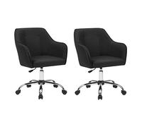 SONGMICS Silla de Escritorio Ergonómica Conjunto de 2, Giratoria con Ruedas | Silla de Oficina, Altura Ajustable, Carga de 110 kg, Tela Transpirable, Negro Tinta, Colección TYRA OBG919B01