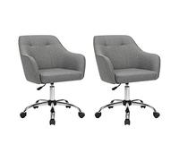 SONGMICS Silla de Escritorio Ergonómica Conjunto de 2, Giratoria con Ruedas | Silla de Oficina, Altura Ajustable, Carga de 110 kg, Tela Transpirable, Gris Paloma, Colección TYRA OBG919G01