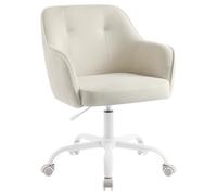 SONGMICS Silla de Estudio, Silla Giratoria, Altura Ajustable, Carga de 110 kg, Marco de Acero, Tela de Terciopelo Acanalado, para Estudio, Dormitorio, Beige Arena OBG019LZ01