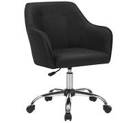 SONGMICS Juego de 2, Silla de Estudio, Silla Giratoria, Altura Ajustable, Carga de 110 kg, Marco de Acero, Tela de Algodón-Lino Transpirable, para Estudio, Dormitorio, Negro OBG919B01