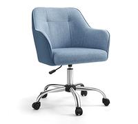 Silla de Estudio Altura Ajustable Tela de Algodón-Lino Transpirable Azul