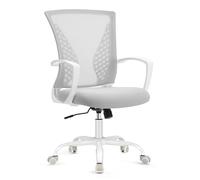 SONGMICS Silla de Malla, Silla de Oficina Giratoria, Altura Ajustable, Función de Inclinación, Respaldo y Asiento Transpirable, para Estudio, Oficina, Carga de 120 kg, Gris Paloma OBN022GD01