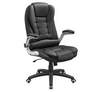 SONGMICS Silla de Oficina con Respaldo Alto, Reposacabezas y Asiento Gruesos, Reposabrazos Elevables, Silla Giratoria Ergonómica, Negro