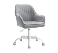 SONGMICS Silla de Oficina con Superficie de Tela de Terciopelo, Silla Giratoria, Cómodo Tapizado de Espuma, Altura Ajustable, Barra de Oficina de Estudio, Gris Paloma OBG012G03