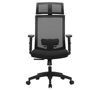 SONGMICS Silla de Oficina de Malla, Silla de Escritorio, Giratorio de 360°, Soporte Lumbar Ajustable, Apoyacabezas y Apoyabrazos, Inclinación del Respaldo hasta 120°, Negro OBN55BK