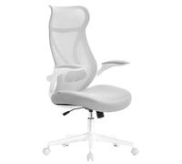 SONGMICS Silla de Oficina Ergonómica, Altura Ajustable, Respaldo Ergonómico, Giratoria con Reposacabezas, Reposabrazos Abatibles, Carga de 150 kg, Gris Paloma OBN088GD01