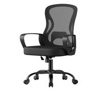 SONGMICS Silla de Oficina Ergonómica, Silla de Escritorio Giratoria de Malla con Soporte Lumbar, Reposabrazos, para Estudio y Dormitorio, Negro Tinta/Beige Capuchino y Blanco Nube Beige Capuchino y Bl