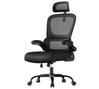 SONGMICS Silla de Oficina Ergonómica, Tela de Malla de Doble Capa | Transpirable, Soporte Lumbar Adaptable, Reposacabezas Ajustables, Negro Tinta, Colección KIME OBN041B01