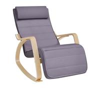SONGMICS Silla Mecedora, con Apoyabrazos de Madera de Abedul | Reposapiés Ajustable en 5 Posiciones, Máx. Carga de 150 kg, Dormitorio, Salón, Gris y Beige, Colección TEOU LYY010G01