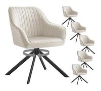 SONGMICS Sillas de Comedor, Juego de 6, Sillones Giratorios, Terciopelo | Tapizado con Reposabrazos, Capacidad de Carga 120 kg, Patas de Acero, Cocina, Beige Capuchino y Negro Tinta