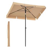 SONGMICS Sombrilla de Terraza 180 x 125 cm, UPF 50+, Inclinación Bidireccional de 30°, Altura Ajustable, con Bolsa de Transporte, para Balcón Jardín, sin Base, Beige/Topo/Gris