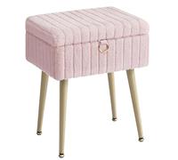 SONGMICS Taburete de Tocador, Banco de Maquillaje con Espacio, Reposapiés, Patas de Metal, Acolchado, Pies Ajustables, para Sala de Estar, Dormitorio, Rosa Jalea LOM505SZ02