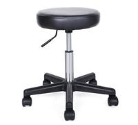 SONGMICS Taburete Giratorio Sobre Ruedas, Taburete Rodante Regulable, 46-58 cm, Asiento Tapizado de Cuero Sintético, para Trabajo, Estudio, Oficina, Clínica, Negro LJB61B