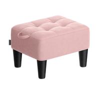 SONGMICS Taburete, Reposapiés, Terciopelo, Acolchado Grueso, Carga hasta 150 kg, para Salón Dormitorio Entrada, Rosa Jalea y Negro Tinta/Beige Capuccino y Negro Tinta/Negro Tinta/Negro Tinta/Gris Rosa