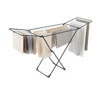 SONGMICS Tendedero de Ropa, Tendedero de Metal, Plegable, Ahorra Espacio, Uso en Interiores y Exteriores, para Ropa de Cama, con 2 Alas, Negro LLR540B01