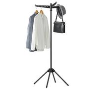 SONGMICS Tendedero Plegable de 59 Pulgadas con 3 Brazos giratorios para Perchas, 4 Patas, Acero Inoxidable, para 27 Piezas, Negro ULLR510B01