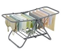 SONGMICS, tendedero plegable pequeño, con 2 alas, que ahorra espacio, de metal, ideal para prendas pequeñas, toallas, baño, balcón, 44 x 101 x 54 cm, color gris paloma, modelo LLR504G01