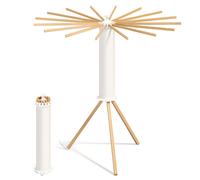 SONGMICS Tendedero Vertical, Plegable y Portátil, Ahorro de Espacio, Giratorio, Extensible, para Lavadero y Balcón, 16 Brazos de Madera, Natural