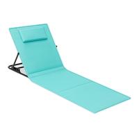SONGMICS Tumbona de Playa, Tumbona, Cojín, Respaldo Basculante, Portátil con Asa, para Camping Jardín Piscina, 158 x 55 cm, Azul Cielo/Azul Lago/Gris Pizarra Lake blue