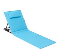 SONGMICS Tumbona de Playa, Tumbona, Cojín, Respaldo Basculante, Portátil con Asa, para Camping Jardín Piscina, 158 x 55 cm, Azul Cielo/Azul Lago/Gris Pizarra Sky blue
