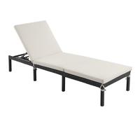 SONGMICS Tumbona, Tumbona de Relajación, para Tomar el Sol,con Colchón de 5 cm, Superficie Tejida, Inclinable, 59 x 198 x 28 cm, Carga 150 kg, para Jardín, Balcón, Terraza, Beige/Negro Beige