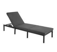SONGMICS Tumbona, Tumbona de Relajación, para Tomar el Sol,con Colchón de 5 cm, Superficie Tejida, Inclinable, 59 x 198 x 28 cm, Carga 150 kg, para Jardín, Balcón, Terraza, Beige/Negro Black