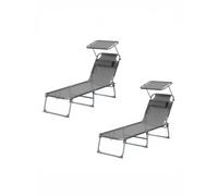 SONGMICS Tumbonas Plegables, 189 x 53 x 28,5 cm, Juego de 2 Tumbonas para Jardín, con Cojines, Cada Una con Carga 110 kg, con Parasol y Respaldo Ajustables, para Terraza y Balcón, Gris/Beige/Negro