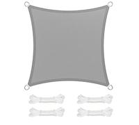SONGMICS Vela de Sombra Rectangular, 2 x 2 m, Tejido HDPE | Protección Solar, Transpirable, Permeable al Agua, Cóncava, Cuerdas de 2 m, Jardín, Gris Claro, Colección SHELD GSS23GY