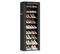 SONGMICS Zapatero, 10 Niveles, Zapatero de Entrada 28 x 48 x 160 cm con Cubierta de Tela, Delgado, Marco de Metal, Negro RXJ034BH01