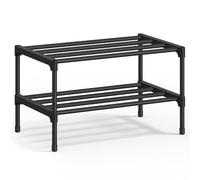 SONGMICS Zapatero, 2 Niveles, Estrecho para Entrada, Apilable | Organizador de Zapatos, Plástico PP, Acero, Armario para Salón, 45 x 30 x 37 cm, Negro Tinta, Colección DEKY LSA112BH01