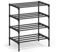 SONGMICS Zapatero, 4 Niveles, Estrecho para Entrada, Apilable | Organizador de Zapatos, Plástico PP, Acero, Armario para Salón, 45 x 30 x 72 cm, Negro Tinta, Colección DEKY LSA114BH01