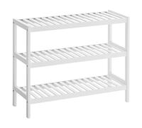 SONGMICS Zapatero, Bambú, Entrada, 3 Niveles, Blanco | Organizador de Zapatos, Plantas y Libros, para Entrada, Salón y Dormitorio, Blanco, Colección BAMBOU LBS13W